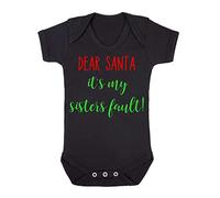 Dear Santa It's My Sister's Fault!Baby Grow Vest, 6-12 Months, Black