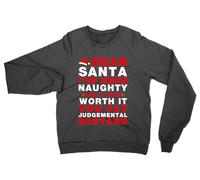 Dear Santa I've Been Naughty And It Was Worth It Funny Rude Christmas Sweatshirt (BLACK, L)