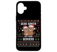 Dear Santa Just Bring Beavers Christmas Ugly Xmas Sweater Case for iPhone 16 Plus