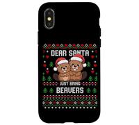 Dear Santa Just Bring Beavers Christmas Ugly Xmas Sweater Case for iPhone X/XS