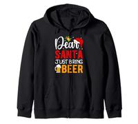 Dear Santa Just Bring Beer Holiday Cheers Zip Hoodie