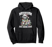 Dear Santa Just Bring Dogs Shih Tzu Christmas Lights Pajama Pullover Hoodie
