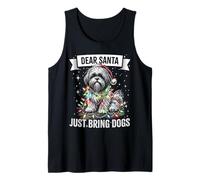 Dear Santa Just Bring Dogs Shih Tzu Christmas Lights Pajama Tank Top