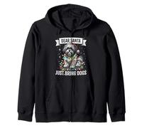 Dear Santa Just Bring Dogs Shih Tzu Christmas Lights Pajama Zip Hoodie