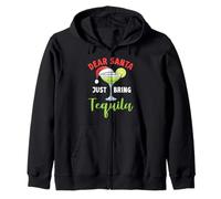 Dear Santa Just Bring Tequila Funny Winter Merry Christmas Zip Hoodie