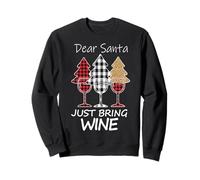 Dear Santa Just Bring Wine Christmas Tree Wine Lover Retro Sweatshirt