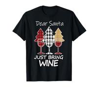Dear Santa Just Bring Wine Christmas Tree Wine Lover Retro T-Shirt