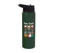 Dear Santa, Just Bring Wine - Funny Christmas Wine Lover Stainless Steel Insulated Water Bottle