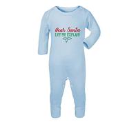 Dear Santa let me Explain [BCX] Baby Romper Jumpsuit with feet, 0-3 Months, Pastel Blue