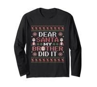 Dear Santa My Brother Did It Shirt Christmas Boys Girls Kids Long Sleeve T-Shirt