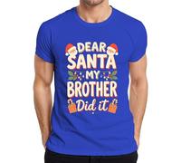 Dear Santa My Brother Funny Christmas Humour Men's T-Shirt, blue, L