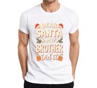 Dear Santa My Brother Funny Christmas Humour Men's T-Shirt, White, XXL