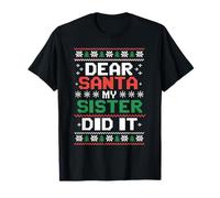 Dear Santa My Sister Did It Boys Kids Funny Xmas Sweater T-Shirt