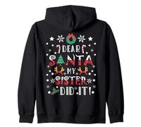 Dear Santa My Sister Did It Girls Kids Boys Funny Christmas Zip Hoodie