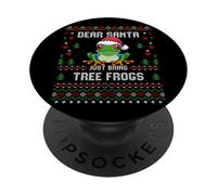 Dear Santa Red Eyed Tree Frog Christmas Ugly Xmas Sweater PopSockets Adhesive PopGrip