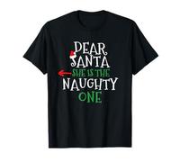 Dear Santa She Is The Naughty One Gift Matching Couple T-Shirt