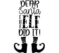 Dear Santa The Elf Did It Christmas Wine Bottle Craft Vinyl Decal Sticker for Car/Window/Wall (Red Gloss)