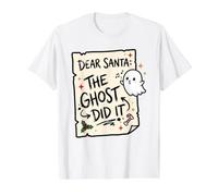 Dear Santa: The Ghost Did Ghostly Antics Chris Holiday Humor Value Graphic T-Shirt, Men, White, S