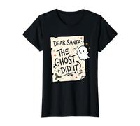 Dear Santa: The Ghost Did Ghostly Antics Chris Holiday Humor Value Graphic T-Shirt, Women, Black, M