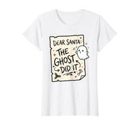 Dear Santa: The Ghost Did Ghostly Antics Chris Holiday Humor Value Graphic T-Shirt, Women, White, L