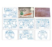 Dear Santa Tray Stencils for Painting on Wood, Christmas Theme Santa Plate Stencils, Santa Milk Carrot Cookies for Santa Tray Stencils 7PCS