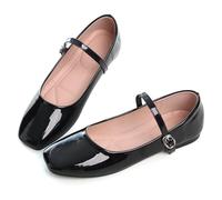 Dear Time Women's Vintage Mary Jane Flats Retro Square Toe Comfortable Ballet Flats Dress Office Shoes, 240-black, 7 UK