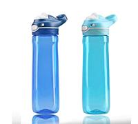 DEARART 2-Packs 26oz（750ml Blue and Sky Water Bottle No Straw, Clear Bottle BPA FREE Leak Proof and One Hand Operation, Has Handle Easy Clean Easy Carried