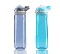 DEARART 2-Packs 26oz（750ml Grey and Sky Water Bottle No Straw, Clear Bottle BPA FREE Leak Proof and One Hand Operation, Has Handle Easy Clean Easy Carried