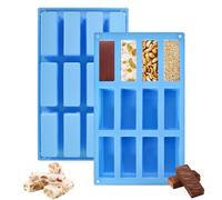 DEARBAG 12 Cavity Rectangular Silicone Bar Mould, Easy Demould for Biscuits, Bread, Cake, Cereal Bars, Brownie, Ice, Soap