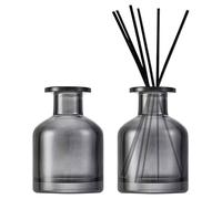 DEARBAG 2 x Empty Black Glass Diffuser Bottles, 150 ml Glass Diffuser Bottles, Aromatherapy Essential Oil Container for Home Fragrances (Grey)