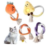 DEARBAG 4 PCS Cat Chew Rope Toys, Handmade Cotton Cats Chew Toy with Plush, Interactive Toys for Indoor Cats and Kittens, Bite Rope for Teeth Cleaning, Reusable for Kitten Adults