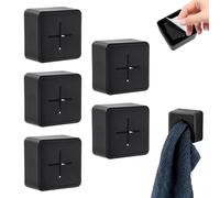 DEARBAG 5 Self-Adhesive Towel Racks, Tea Towel Holder, Square Wall Hooks, Push-in Organizer, No Drilling Required, Suitable for Towels, Rags, Face Towels, Dish Towels, Bathroom and Kitchen