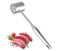 DEARBAG Meat Tenderizer Hammer, 304 Stainless Steel Solid Meat Tenderizer Hammer, Double-Sided Convex Nail Face and Flat Face, Metal Hammer, One-Piece Handle, Silver, for Steak, Chicken, Poultry