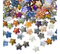 DEARBAG Pack of 100 Multi-Coloured Star Shape Glass Beads, 8 mm, Star Shape, Beads for DIY Bracelets, Necklaces, Earrings, Jewellery