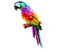 DEARBIRDER Metal Parrot Wall Art Large Outdoor Metal Wall Decor Parrot Sculpture 14.9'' Bright Color Bird Sculpture Hanging for Home Living Room Garden Patio, Lifelike Tropical Bird Statue