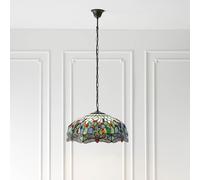 dearborn 3 light glass large pendant ceiling light in blue black