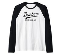 Dearborn Michigan 313 Wayne County Detroit Allen Park Melvin Raglan Baseball Tee
