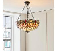 dearborn tiffany glass pendant ceiling light in satin black