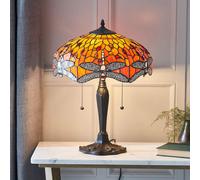 dearborn tiffany glass table lamp in orange and red