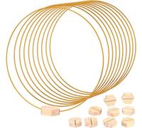 DearCal Metal Floral Hoops with 10 PCS Place Card Holders,Metal Wreath Ring,Wreath Hoop,30 CM Metal Floral Hoop for Wedding,Wall Hanging Crafts, Gold, (REDA236)