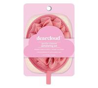 dearcloud Gentle Cleanse Exfoliating Set - Double-Sided Loofah & Shower Scrubber - Reusable Exfoliating Body Scrubber & Body Scrubber Exfoliator (Pink)
