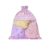 dearcloud XL Classic Loofah Travel Set of 3 - Exfoliating Body Scrubber for Smooth, Radiant Skin (Lavender)