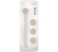 DEARCUS Korean Tongue Scraper with 3 Replaceable Heads - 100% BPA Free TPE Tongue Cleaner - Reduce Bad Breath & Without Hurt - Hygienic Scraper - Modern & Simple Design (White)