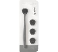 DEARCUS Korean Tongue Scraper with 3 Replaceable Heads - 100% BPA Free TPE Tongue Cleaner - Reduce Bad Breath & Without Hurt - Hygienic Scraper - Modern & Simple Design (Gray)