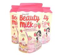 Dearface Beauty Milk Strawberries & Cream | Collagen Drink with L-Glutathione, NAC, Tranexamic Acid | 10 Sachets 180g | Nightly Skin & Mood Support