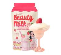 Dearface Beauty Milk Strawberries & Cream - Nighttime Nutritional Drink Mix with Glutathione, Ashwagandha & Herbal Extracts - 200ml