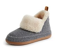 Dearfoams Alpine Women's Moritz Indoor/Outdoor Bootie Slipper, Grey, 6-7