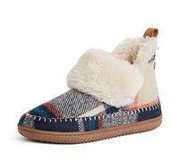 Dearfoams Alpine Women's Moritz Indoor/Outdoor Bootie Slipper, Navy Check, 7.5 UK