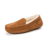 Dearfoams Fireside Women's Mel Faux Shearling Moccasin Slipper, Chestnut, 9 UK