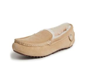 Dearfoams Fireside Women's Mel Faux Shearling Moccasin Slipper, Sand, 7 UK